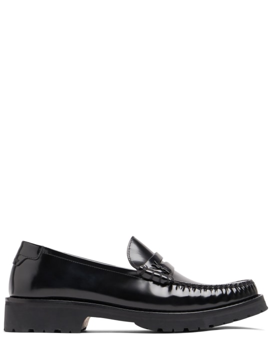 Saint Laurent: 15mm Le Loafer leather loafers - Black - women_0 | Luisa Via Roma
