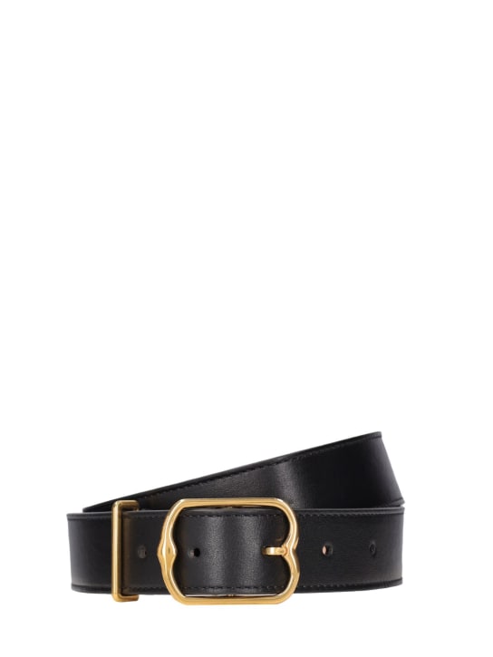 Bally: 30mm Emblem Buckle leather belt - Black - women_0 | Luisa Via Roma