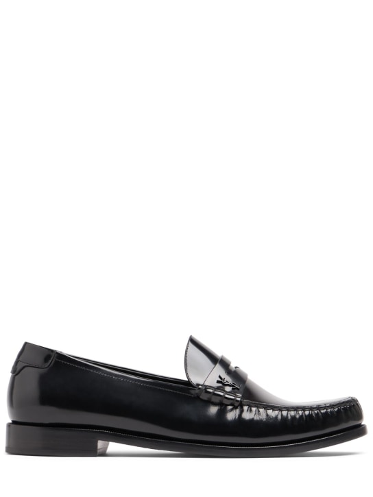 Saint Laurent: 20mm Le Loafer Monogram leather loafers - Black - men_0 | Luisa Via Roma