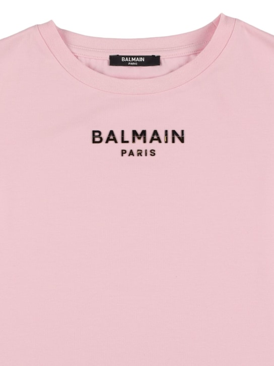 Balmain: Organic cotton jersey t-shirt - Pink - kids-girls_1 | Luisa Via Roma