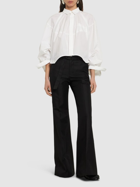 Sacai: Poplin shirt w/cocoon sleeves - Off White - women_1 | Luisa Via Roma