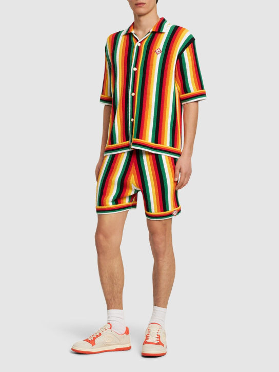 Casablanca: Striped cotton & nylon toweling shorts - Multicolor - men_1 | Luisa Via Roma
