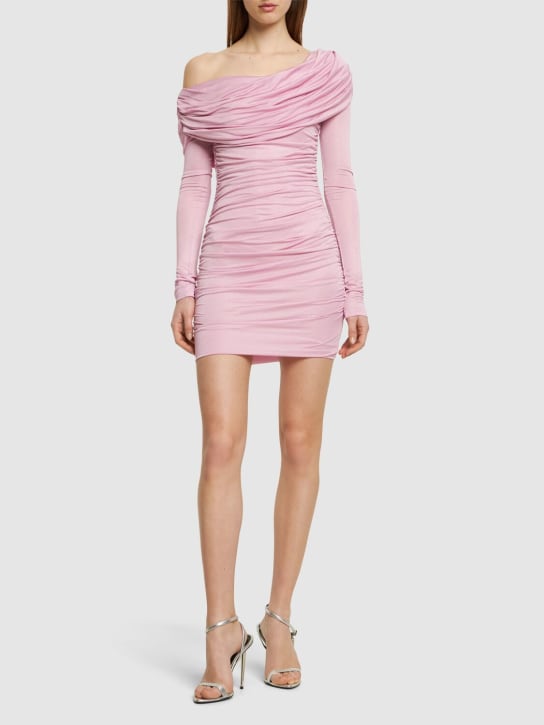 Blumarine: Jersey sablé one-shoulder mini dress - Pink - women_1 | Luisa Via Roma