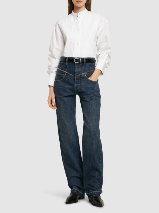 Isabel Marant: Jeans de denim con cintura alta - Azul - women_1 | Luisa Via Roma