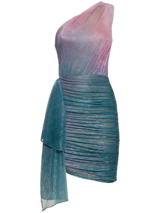 Patbo: Sequined one shoulder mini dress - Blue/Pink - women_0 | Luisa Via Roma