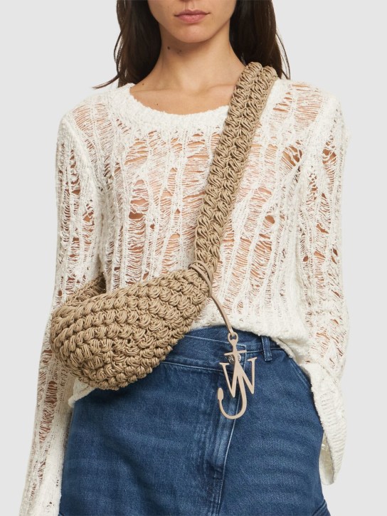JW Anderson: Popcorn Sling crochet shoulder bag - Grey - women_1 | Luisa Via Roma