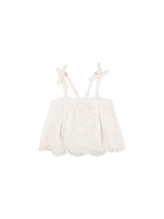 MAX&Co.: Haut en popeline de coton avec nœuds - Blanc - kids-girls_0 | Luisa Via Roma