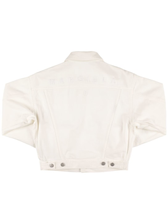 MM6 Maison Margiela: Cotton denim jacket - White - kids-girls_1 | Luisa Via Roma