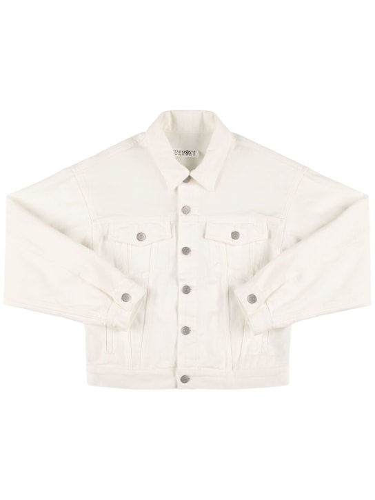 MM6 Maison Margiela: Cotton denim jacket - White - kids-boys_0 | Luisa Via Roma