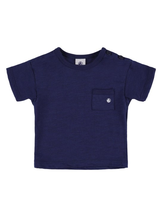 Petit Bateau: Cotton t-shirt w/ pocket - Navy - kids-boys_0 | Luisa Via Roma
