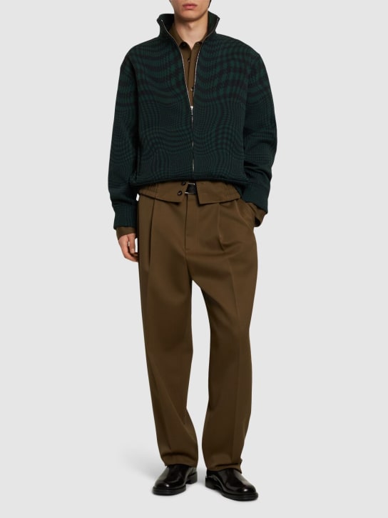 Burberry: Houndstooth print cotton track jacket - Ivy Green - men_1 | Luisa Via Roma