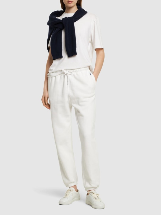 Polo Ralph Lauren: Pantaloni in jersey con logo - Bianco - women_1 | Luisa Via Roma