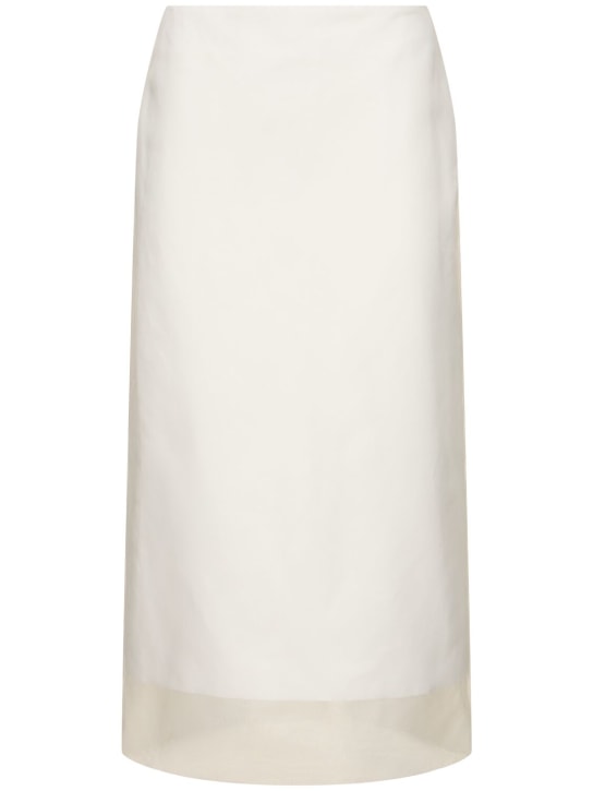 Sportmax: Aceti1234 cotton & linen midi skirt - White - women_0 | Luisa Via Roma