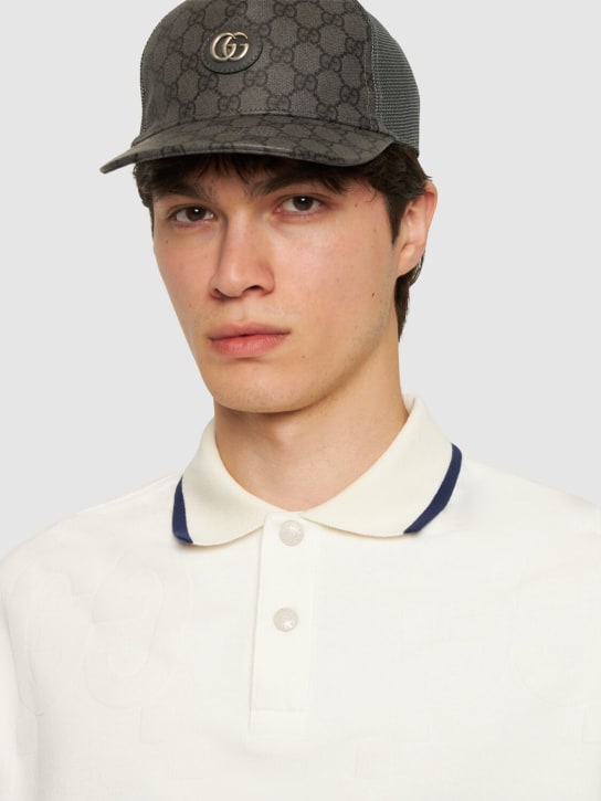 Gucci: GG cotton blend baseball cap - Grey/Black - men_1 | Luisa Via Roma