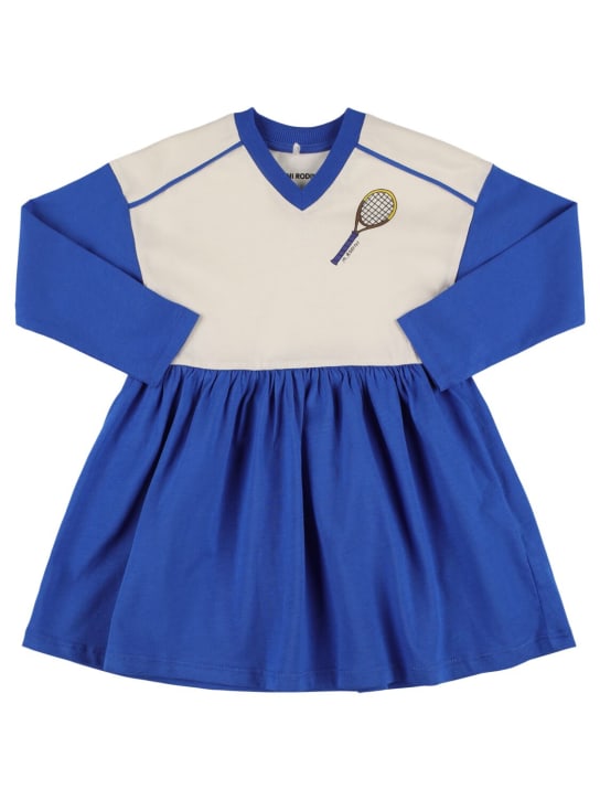 Mini Rodini: Vestido de algodón estampado - Blanco/Azul - kids-girls_0 | Luisa Via Roma