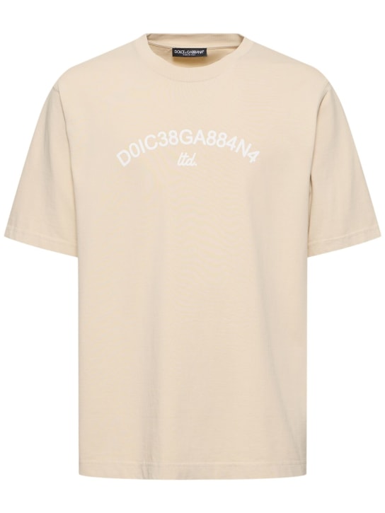 Dolce&Gabbana: T-shirt girocollo in jersey - Beige - men_0 | Luisa Via Roma