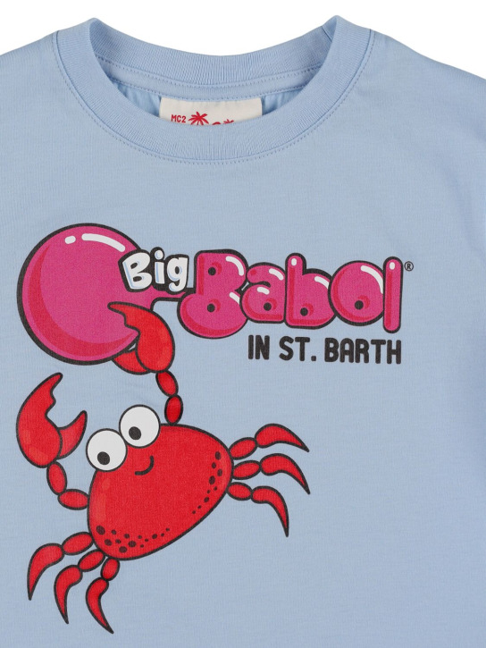 Mc2 Saint Barth: Crab print cotton jersey t-shirt - Lightblue/Multi - kids-boys_1 | Luisa Via Roma