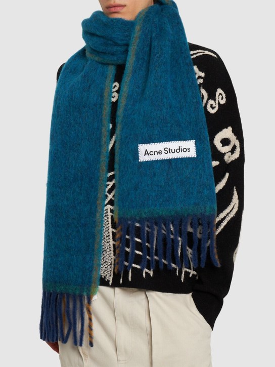Acne Studios: Vally solid alpaca blend scarf - Turquoise Blue - men_1 | Luisa Via Roma