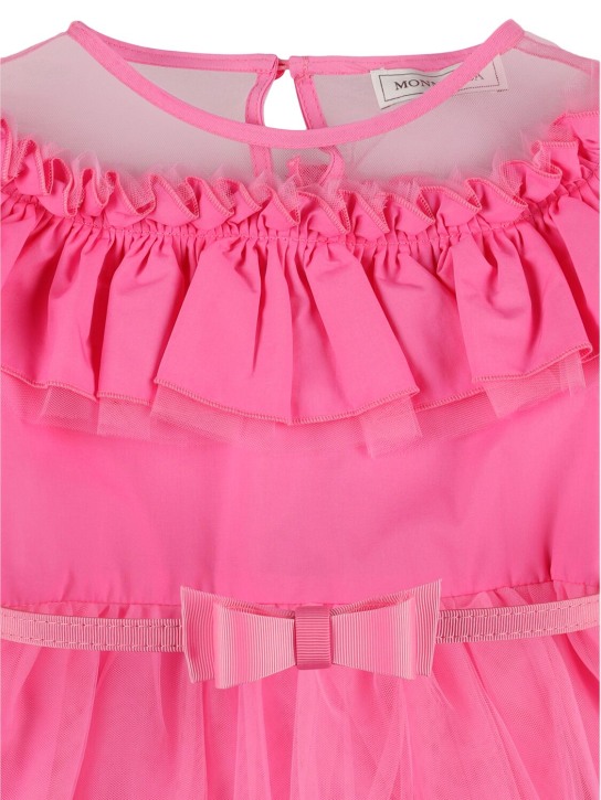 Monnalisa: Embroidered satin & tulle dress - Pink - kids-girls_1 | Luisa Via Roma