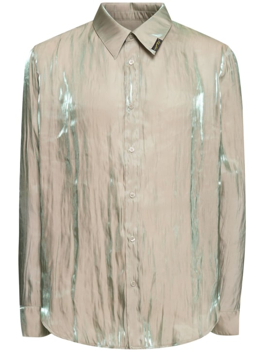 Martine Rose: Logo iridescent long sleeve shirt - White - men_0 | Luisa Via Roma