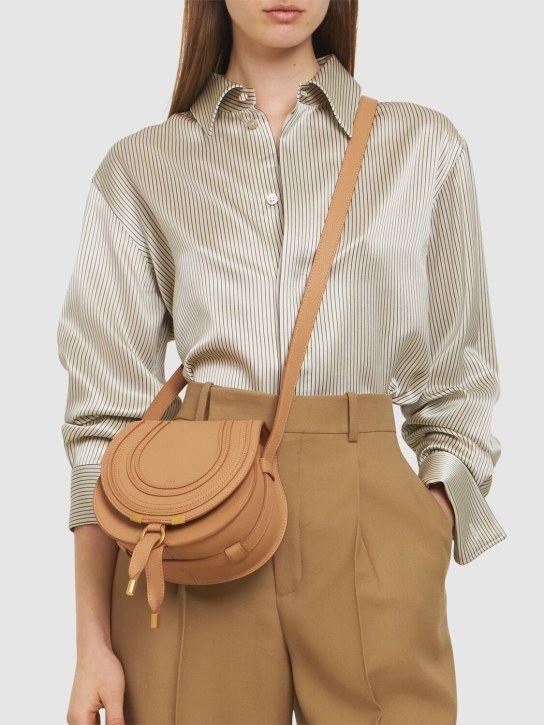 Chloé: Marcie grained leather shoulder bag - Light Tan - women_1 | Luisa Via Roma