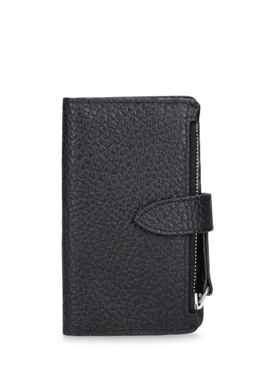 Maison Margiela: Grainy leather zipped card holder - Black - men_0 | Luisa Via Roma