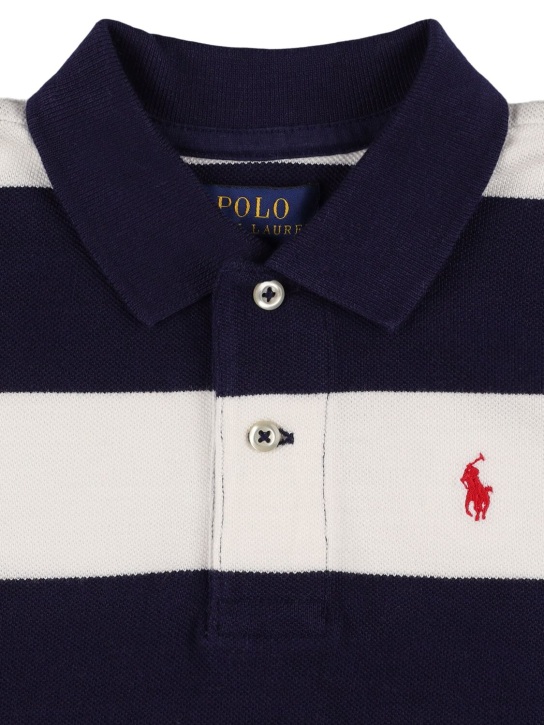 Ralph Lauren: Polo en piqué de coton à logo - Blanc/Bleu - kids-boys_1 | Luisa Via Roma