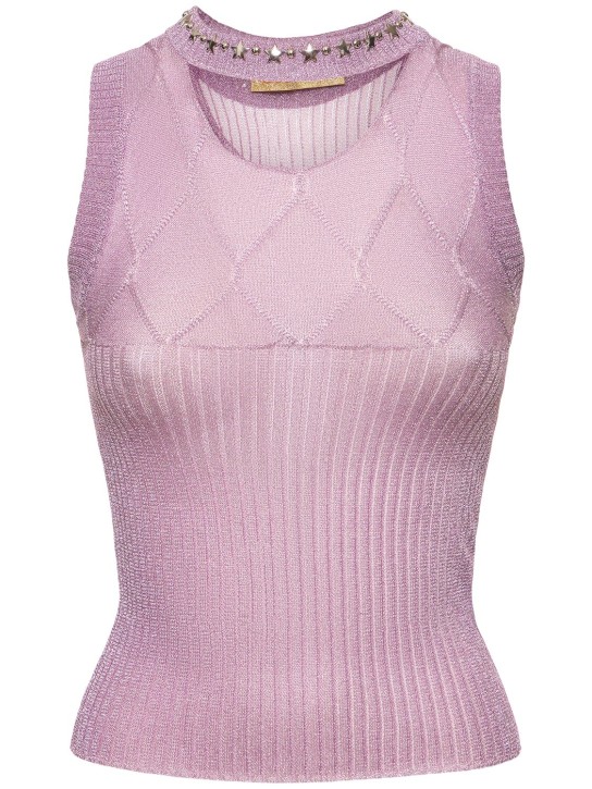 Cormio: Jin metal fiber knit tank top - Pink - women_0 | Luisa Via Roma