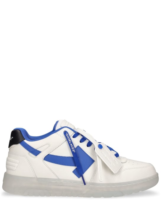 Off-White: Out Of Office leather sneakers - White/Blue - men_0 | Luisa Via Roma