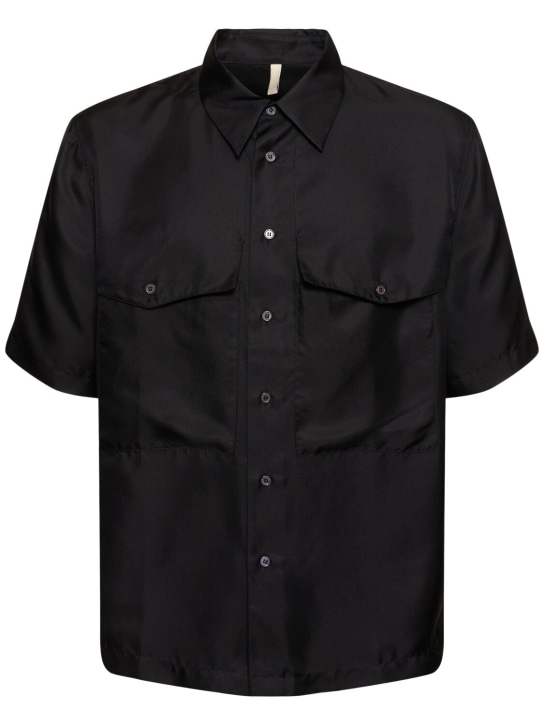 SUNFLOWER: Silk short sleeve shirt - Black - men_0 | Luisa Via Roma