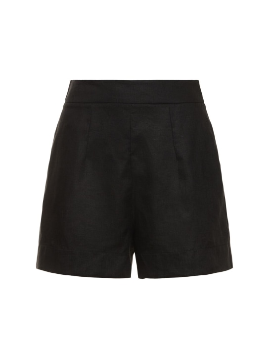 Ermanno Scervino: High rise linen shorts - Black - women_0 | Luisa Via Roma