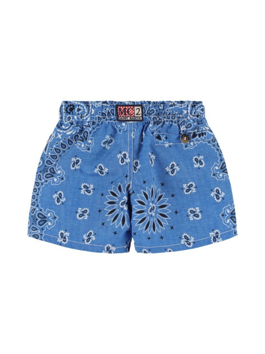 Mc2 Saint Barth: Bañador shorts de nylon estampado - Azul Claro - kids-boys_1 | Luisa Via Roma