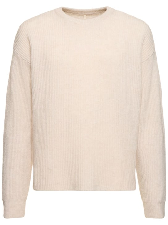 SUNFLOWER: Air wool blend rib knit sweater - Off White - men_0 | Luisa Via Roma