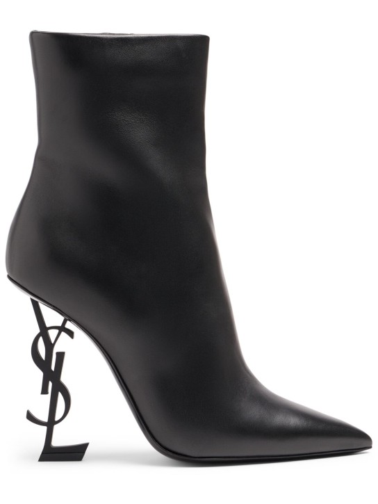 Saint Laurent: 110mm hohe Stiefel aus Leder „Opyum“ - Schwarz - women_0 | Luisa Via Roma