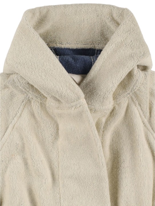 Konges Sløjd: Organic cotton terry jacquard bathrobe - Grey/Blue - kids-girls_1 | Luisa Via Roma