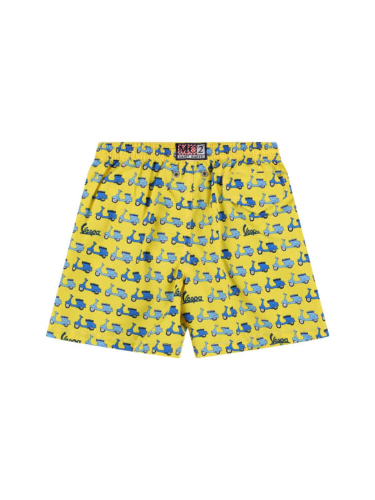 Mc2 Saint Barth: Vespa print nylon swim shorts - Yellow - kids-boys_1 | Luisa Via Roma