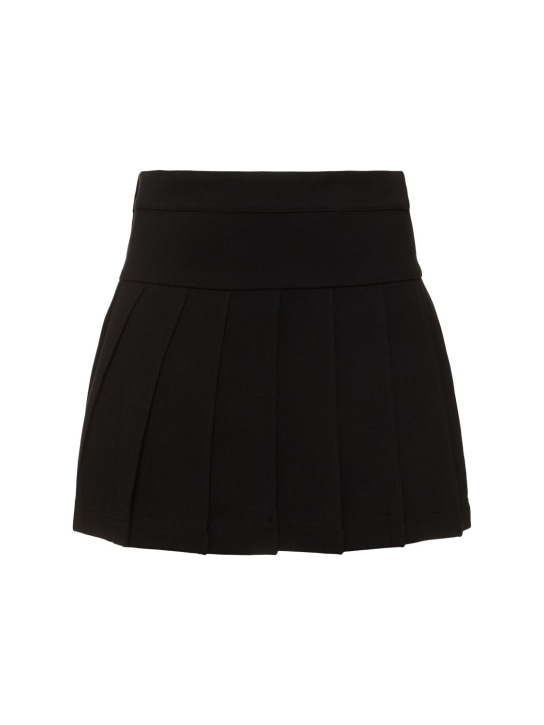 Palm Angels: Monogram pleated cotton skirt - Black - women_0 | Luisa Via Roma