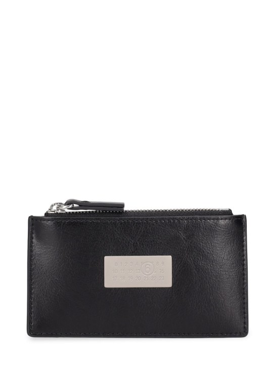 MM6 Maison Margiela: Numeric bifold leather wallet - Black - women_0 | Luisa Via Roma