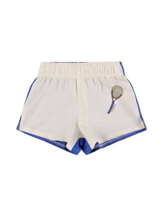 Mini Rodini: Printed cotton shorts - White/Blue - kids-boys_0 | Luisa Via Roma