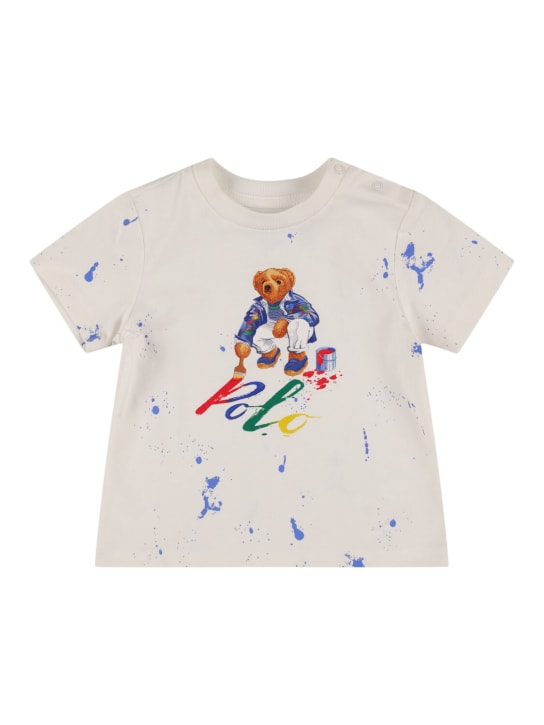 Polo Ralph Lauren: Camiseta de jersey de algodón estampada - Blanco/Multi - kids-boys_0 | Luisa Via Roma