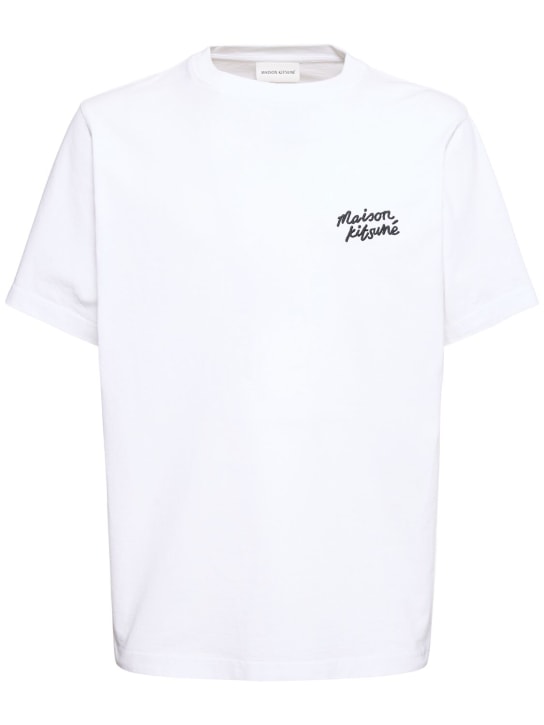 Maison Kitsuné: T-shirt Maison Kitsuné in jersey di cotone - Bianco/Nero - men_0 | Luisa Via Roma
