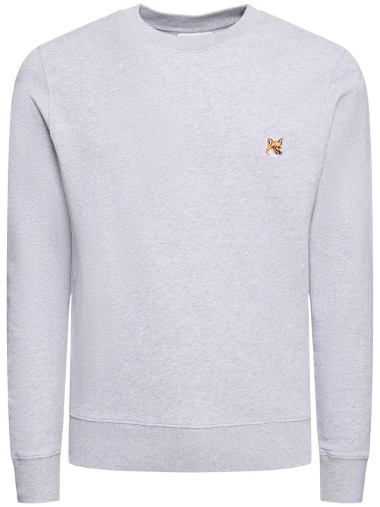 Maison Kitsuné: Fox head patch regular sweatshirt - Light Grey - men_0 | Luisa Via Roma