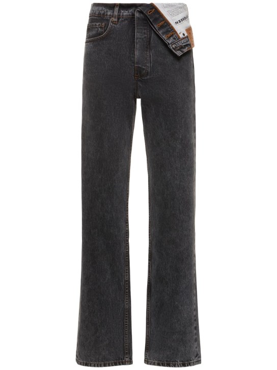 Y/PROJECT: Foldable midrise waist straight jeans - Washed Black - women_0 | Luisa Via Roma