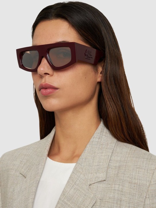 Etro: Etroscreen squared sunglasses - Burgundy/Nude - women_1 | Luisa Via Roma