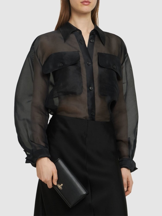 Vivienne Westwood: Portefeuille en simili-cuir avec chaîne - Noir/Or - women_1 | Luisa Via Roma