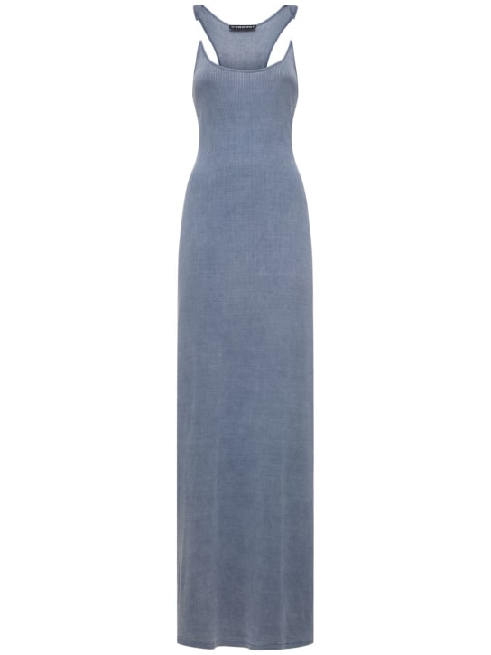 Y/PROJECT: Langes Kleid aus Strick mit unsichtbaren Trägern - Washed Blue - women_0 | Luisa Via Roma