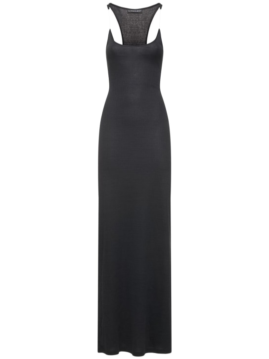 Y/PROJECT: Ribbed knit invisible straps long dress - Black - women_0 | Luisa Via Roma