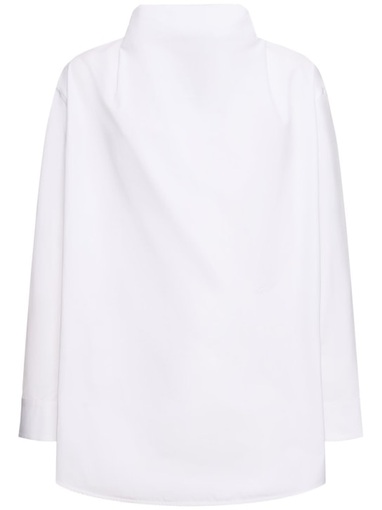 Jil Sander: Draped neck cotton poplin shirt - White - men_0 | Luisa Via Roma