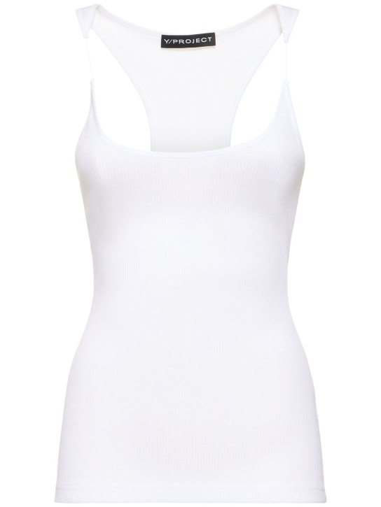 Y/PROJECT: Ribbed jersey invisible straps top - White - women_0 | Luisa Via Roma