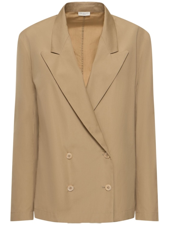 Dries Van Noten: Compact cotton poplin jacket - Beige - women_0 | Luisa Via Roma